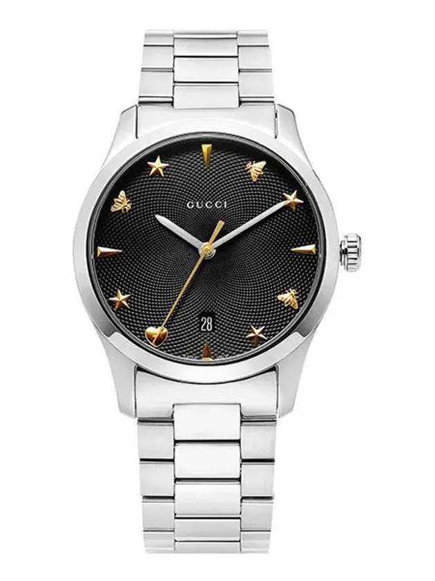 G Timeless Black Dial Metal Watch Silver - GUCCI - BALAAN 3