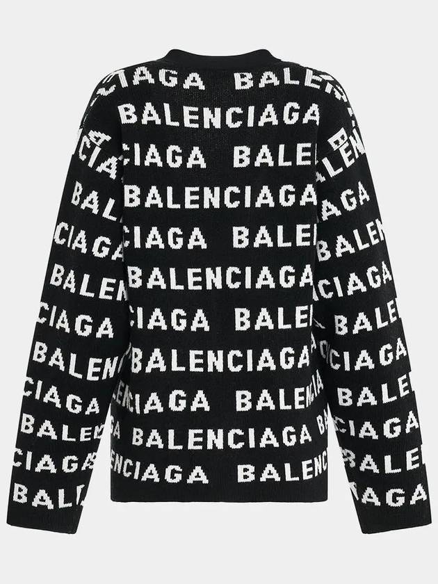 Logo Intarsia V Neck Cardigan Black - BALENCIAGA - BALAAN 3