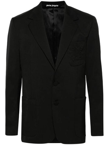 single-breasted twill blazer - PALM ANGELS - BALAAN 1