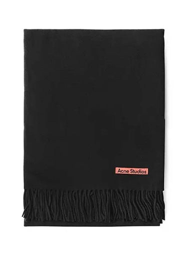 CA0209 BLACK Oversized Wool Fringe Muffler Scarf - ACNE STUDIOS - BALAAN 1