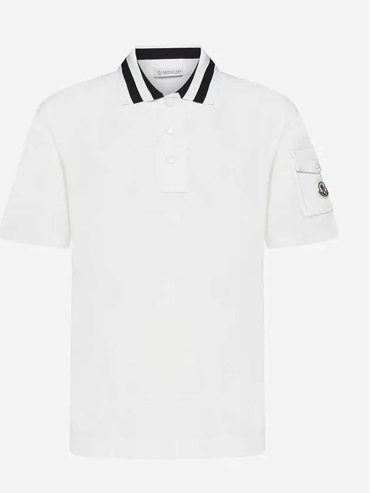 Logo Patch Short Sleeve Polo Shirt Off White - MONCLER - BALAAN 2