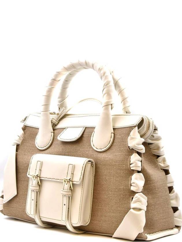 Edith Medium Day Linen Nappa Lambskin Calfskin Cross Tote Bag White - CHLOE - BALAAN 4