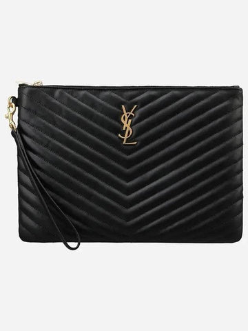 24SS 559193 CWU01 1000 Monogram New Medium Clutch Bag Black 1003593 - SAINT LAURENT - BALAAN 1