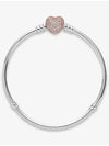 Rose Moments Pave Heart Clasp Bracelet Silver - PANDORA - BALAAN.