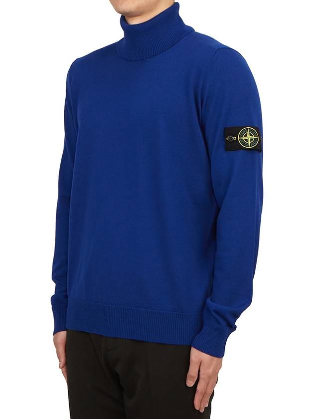 Wappen Patch Virgin Wool Turtleneck Blue - STONE ISLAND - BALAAN 3