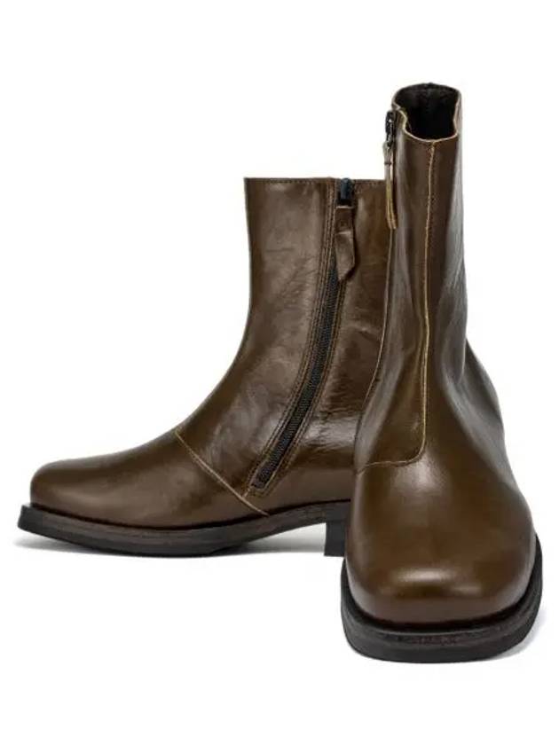 Camion Leather Ankle Boots Olive - OUR LEGACY - BALAAN 3