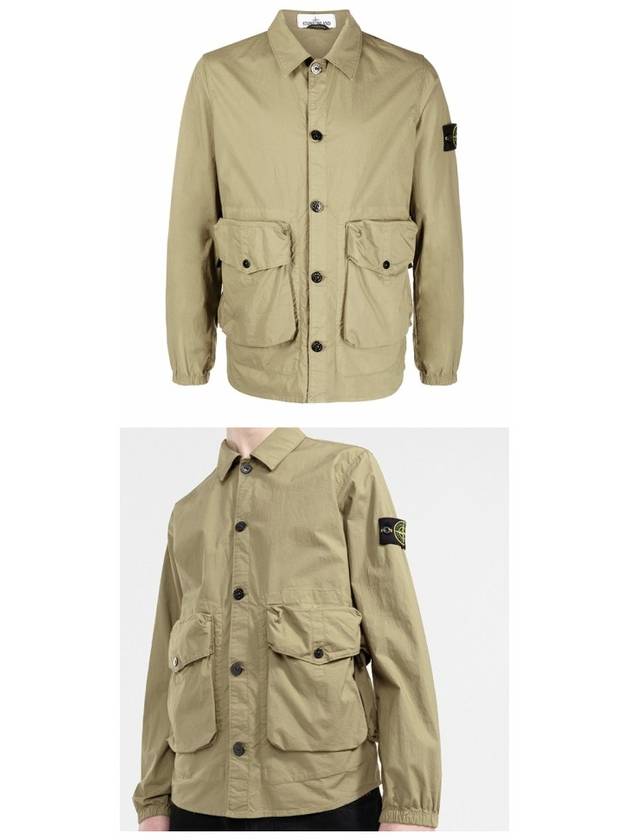 Wappen Patch Parachute Pocket Shirt Jacket Beige - STONE ISLAND - BALAAN 5