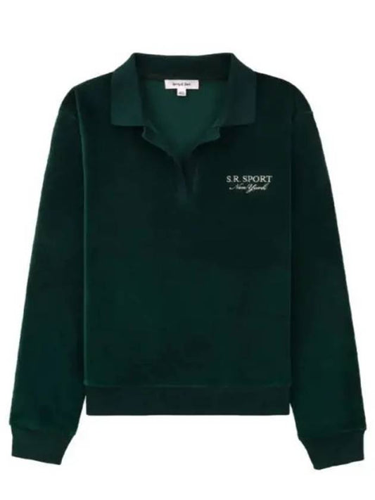 Sports Velor Polo Sweatshirt Green - SPORTY & RICH - BALAAN 2