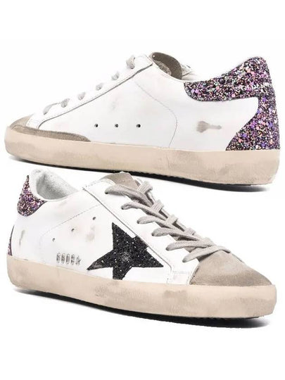 Women's Purple Glitter Tab Superstar Low Top Sneakers White - GOLDEN GOOSE - BALAAN 2