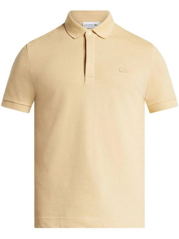 Men's Paris Regular Fit Stretch Cotton Pique Short Sleeve Polo Shirt Beige - LACOSTE - BALAAN 1