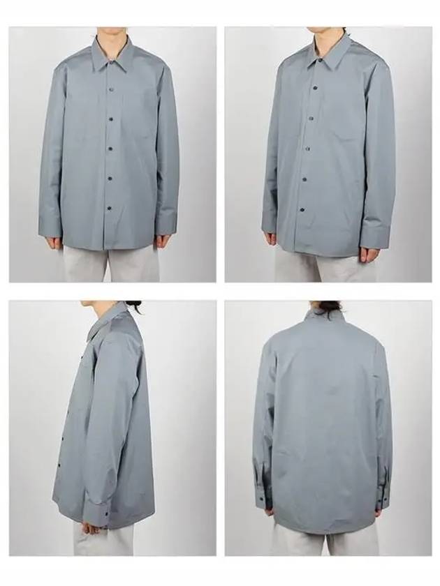 Men's Classic Button Pocket Cotton Long Sleeve Shirt Grey - JIL SANDER - BALAAN 3