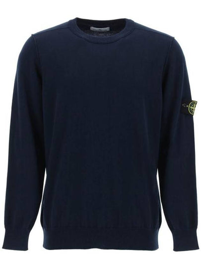 Crewneck Soft Cotton Knit Top Navy - STONE ISLAND - BALAAN 2