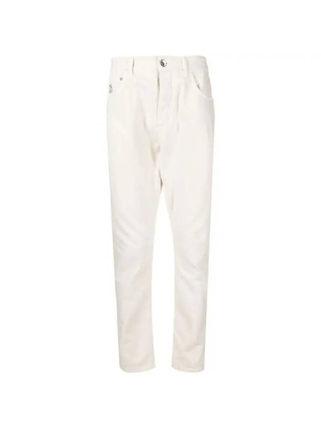 Ripped Straight-Leg Jeans Off White - BRUNELLO CUCINELLI - BALAAN 1