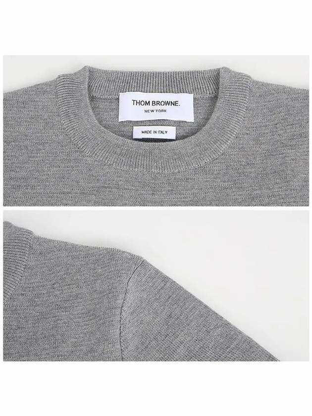 4-Bar Milano Stitch Crew Neck Knit Top Light Grey - THOM BROWNE - BALAAN 3