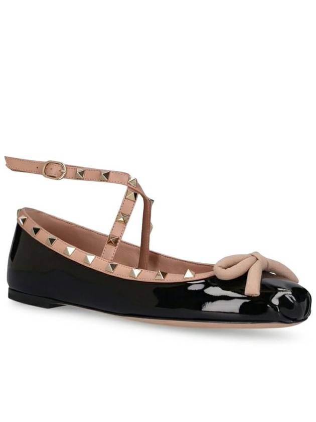 Rockstud Patent Leather Ballerina Black - VALENTINO - BALAAN 3