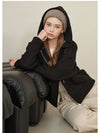 Women's Cheerleader Two-Way Zip Up Hoodie Black - MICANE - BALAAN 3