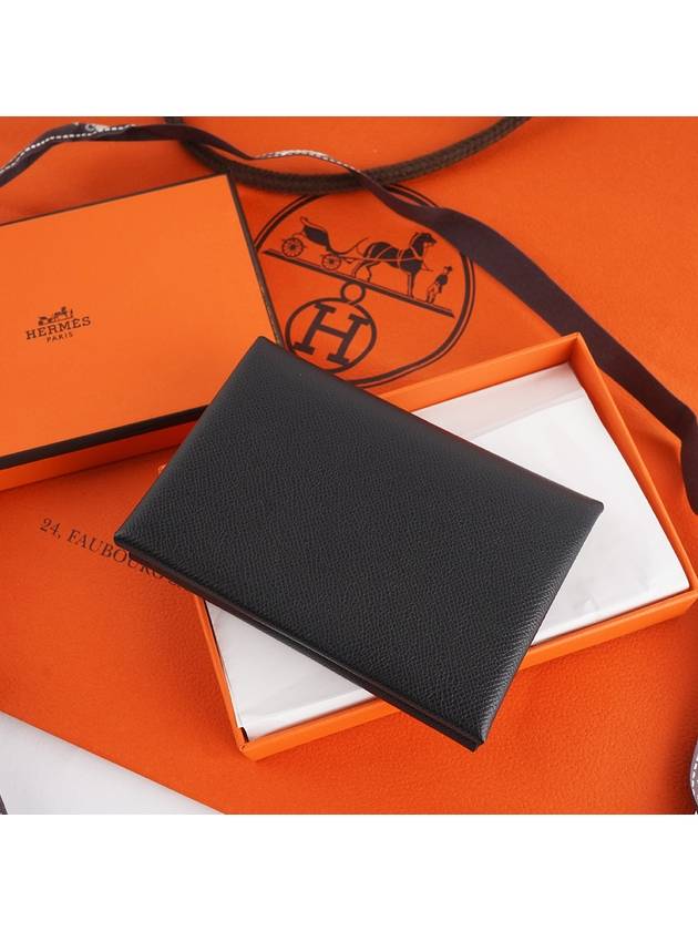 Calvi Duo Compact Card Wallet Black - HERMES - BALAAN 4