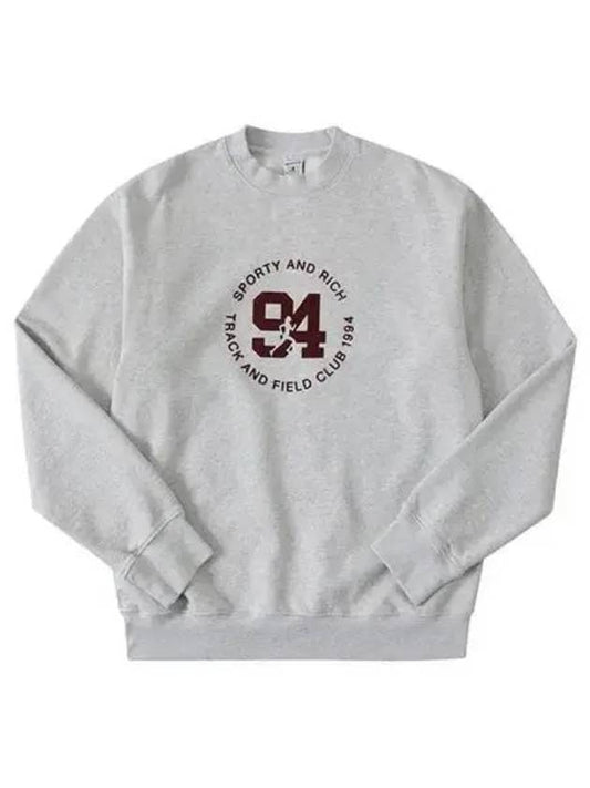 Track Field Flock Crew Neck Cotton Sweatshirt Light Oatmeal - SPORTY & RICH - BALAAN 2