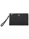 Saffiano Leather Strap Nylon Clutch Bag Black - PRADA - BALAAN 3