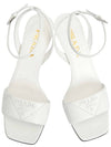 quilted logo leather sandal heel white - PRADA - BALAAN.