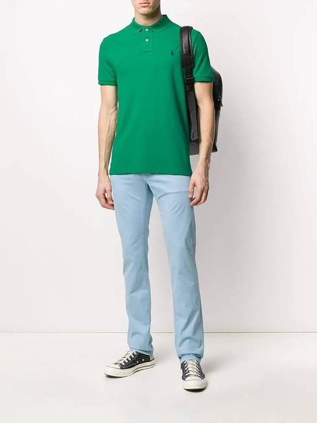 blue embroidered logo short sleeve PK shirt green - POLO RALPH LAUREN - BALAAN.