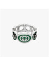 Interlocking G Enamel Ring Silver Green - GUCCI - BALAAN 3