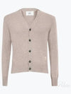 Heart Logo V-Neck Cashmere Cardigan Heather Champagne - AMI - BALAAN 2