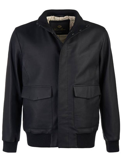 Patton Leather Bomber Jacket Caviar - LORO PIANA - BALAAN 2