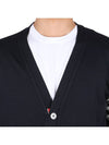 Men's Sustainable Classic Diagonal Wool Cardigan Navy - THOM BROWNE - BALAAN 6