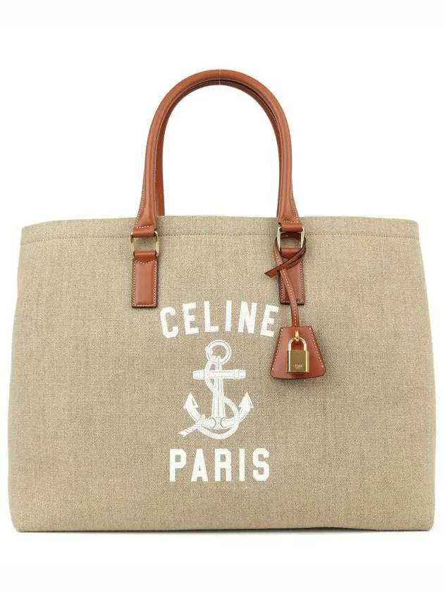 anchor print cabas tote bag beige - CELINE - BALAAN.