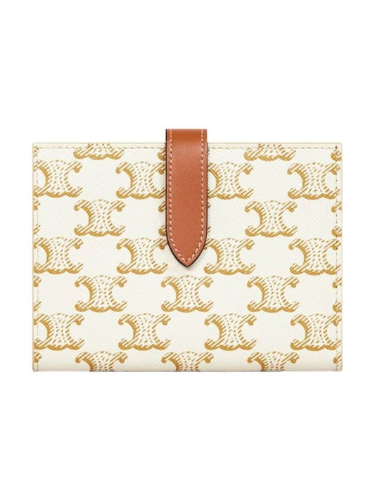 Triomphe Strap Canvas Bicycle Wallet White Tan - CELINE - BALAAN.