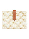 Triomphe Strap Canvas Half Wallet White Tan - CELINE - BALAAN 1