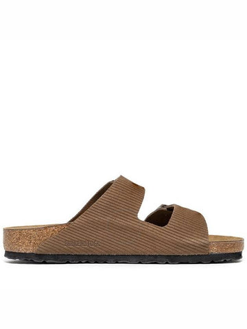 Birkenstock Men's Dark Tea Suede Leather Embossed Slides Brand Size 41 US Size 8 - BIRKENSTOCK - BALAAN 1