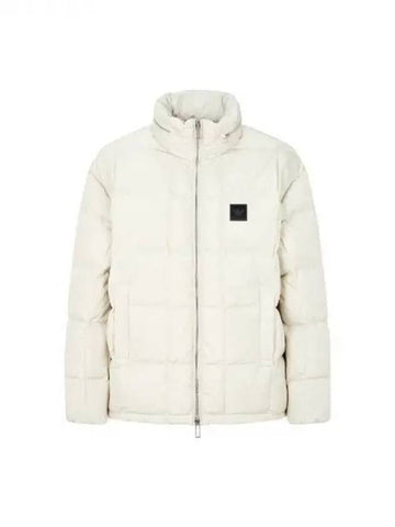 Men s Logo Patch Square Quilted Duck Down Jacket Cream 270724 - EMPORIO ARMANI - BALAAN 1