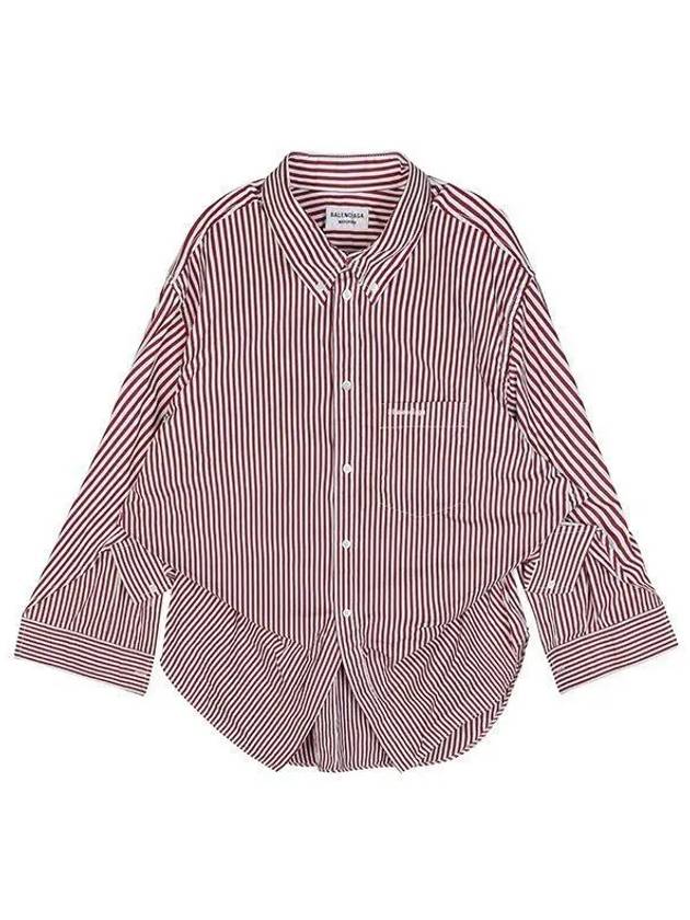 Women's BB Logo Striped Twist Shirt Red - BALENCIAGA - BALAAN 2