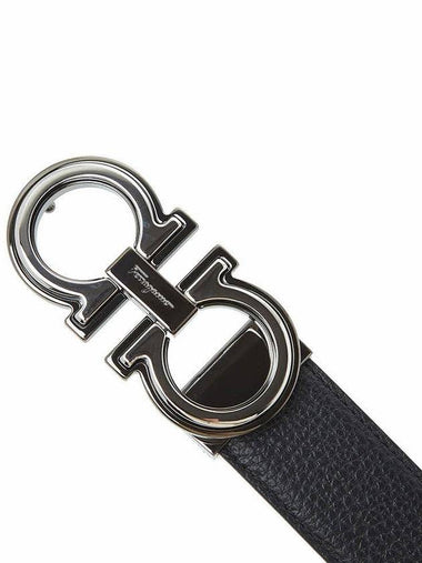 Men's Gancini Reversible Leather Belt Black - SALVATORE FERRAGAMO - BALAAN 7