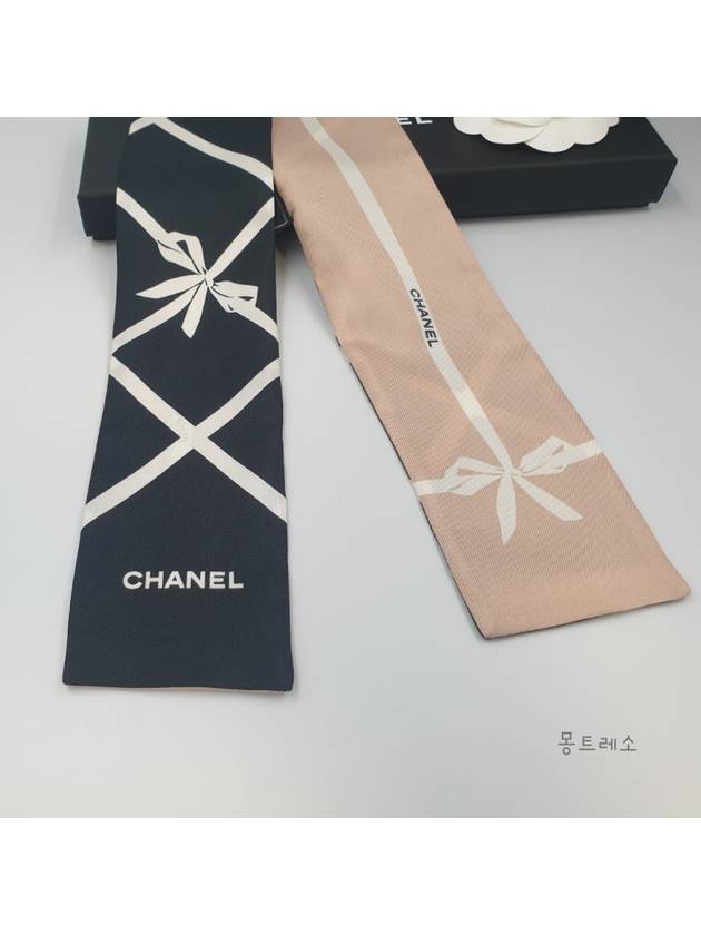 Ribbon Twilly Scarf Hairband Black Pink AAA393 - CHANEL - BALAAN 4