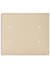 Stitched Bifold Leather Half Wallet Beige - MAISON MARGIELA - BALAAN 1