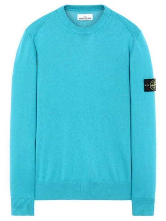 Men's Logo Wappen Knit Top Light Blue - STONE ISLAND - BALAAN 1