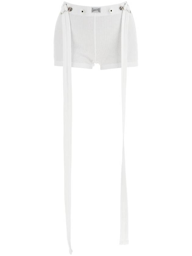 white cotton shorts with logo patch, ribbed fabric, above the knee - JEAN PAUL GAULTIER - BALAAN 1