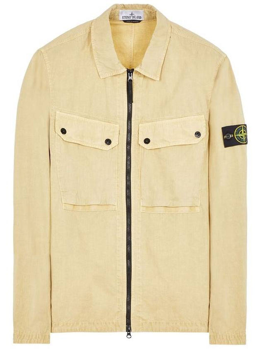 Brushed Organic Cotton Overshirt Jacket Ecru - STONE ISLAND - BALAAN 2