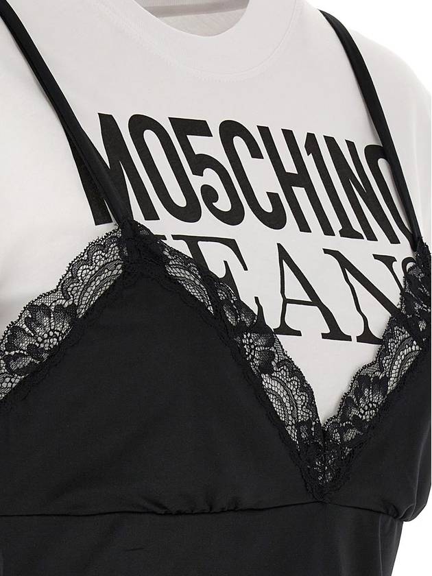 Short Sleeve T-Shirt A120632671555 White Black - MOSCHINO - BALAAN 5