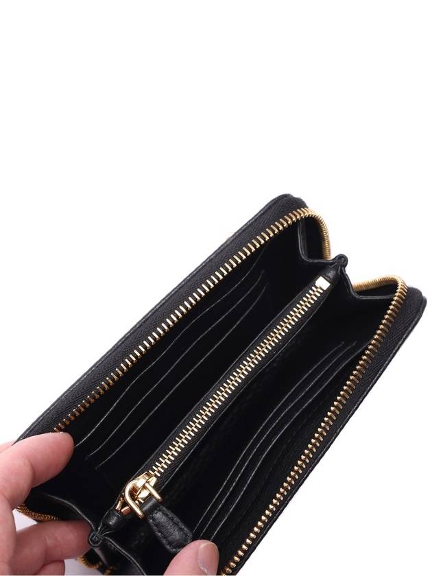 Women's Vitello Gold Logo Zipper Medium Wallet - PRADA - BALAAN 6