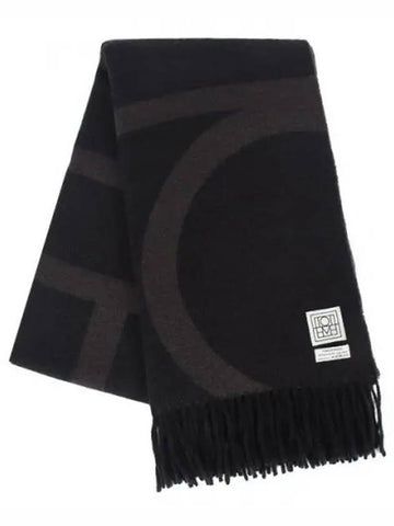 Monogram Jacquard Wool Muffler Charcoal Melange 234 WSASC239 FB0050 019 270181 1119530 - TOTEME - BALAAN 1