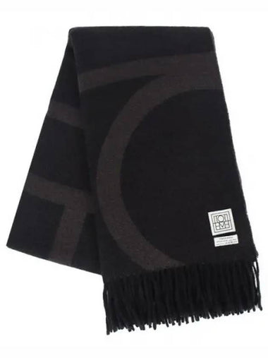 Monogram Jacquard Wool Muffler Charcoal Melange 234 WSASC239 FB0050 019 270181 1119530 - TOTEME - BALAAN 1