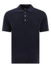 Embroidered Logo Knit Polo Shirt Blue - A.P.C. - BALAAN 2