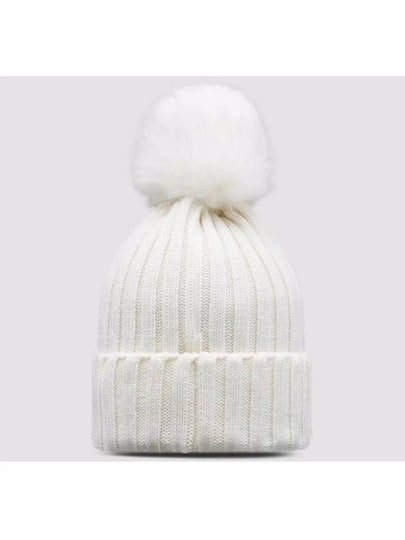 3B00027 M1131 034 Ivory Pom Wool Beanie - MONCLER - BALAAN 2