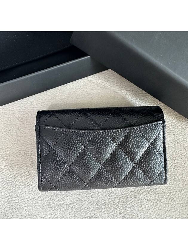 Classic caviar card wallet snap black gold plated - CHANEL - BALAAN 5