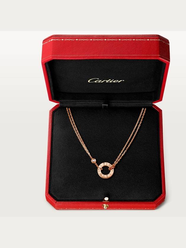 Love Logo Diamond Necklace Rose Gold - CARTIER - BALAAN 8