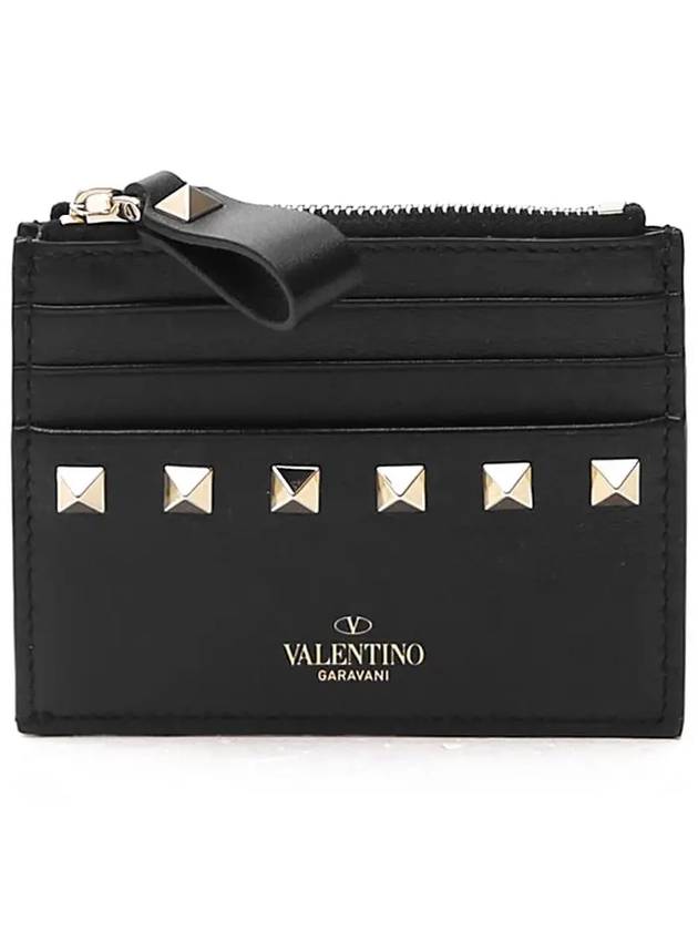 Women's Rockstud Coin Card Wallet Black - VALENTINO - BALAAN 3